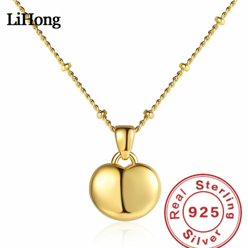 Lihong S925 Sterling Silver Simple Love Pendant Necklace Luxury Jewelry for Women Party Engagement Jewelry Gift