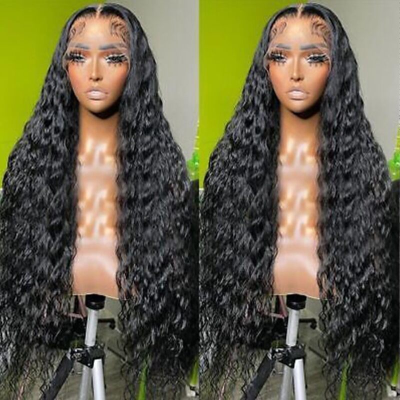 Deep Wave 13x6 HD wig Frontal rambut manusia dengan kepadatan 200 wig keriting untuk pilihan wig tanpa lem 30 inci rambut manusia siap dipakai