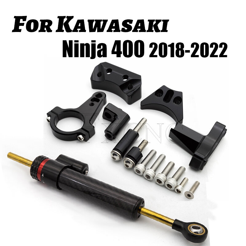 Estabilizador de amortecedor de direção de fibra de carbono para motocicleta, amortecedores, Kawasaki Ninja 400 2018-2022 2019 2021