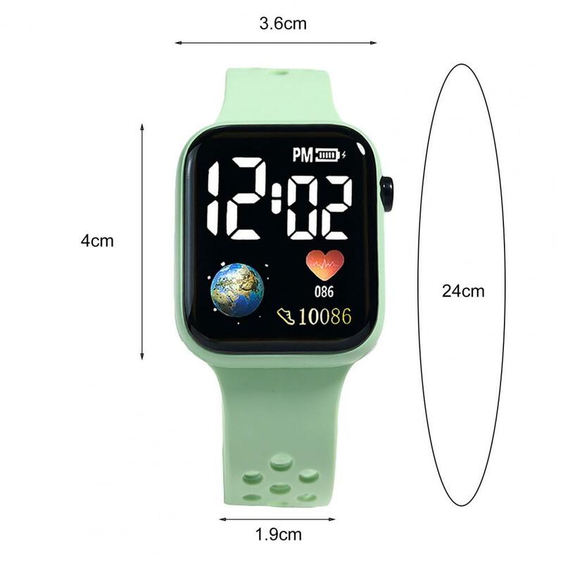 Reloj electrónico luminoso para niños y niñas, esfera cuadrada, impermeable, estampado de tierra, LED, reloj de pulsera deportivo Digital