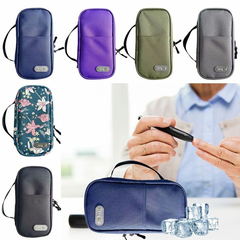 Solid Color Insulin Cooling Bag Durable Oxford Cloth Waterproof Pen Bag Medicine Travel Cooler Diabetics