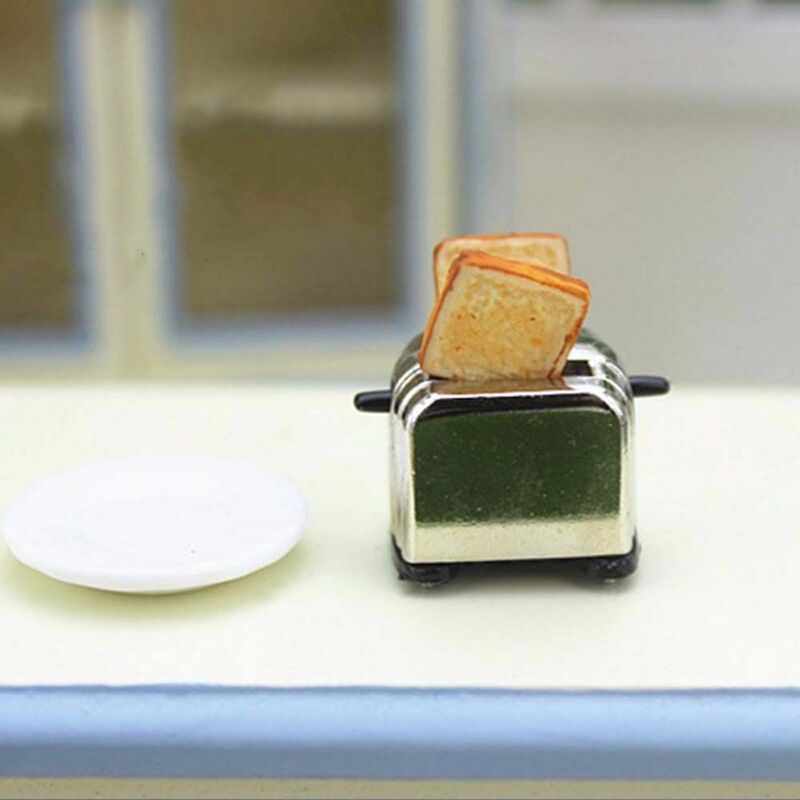 Imitacja jedzenia Mini akcesoria dekoracja Mini zabawka kuchenna Mini naczynia kuchenne 1:12 miniaturowy toster chleb tosty maszyna lalka