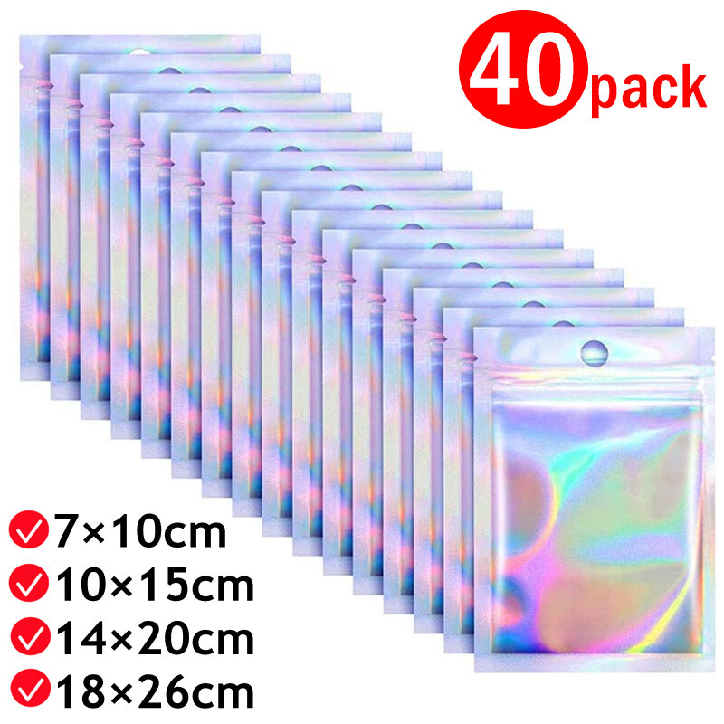 Thicken Zipper Sealed Bags Laser Rainbow Storage Bag for Small Jewelry Food Packing Sealing Pouch Idol Badge Holder Wholesale