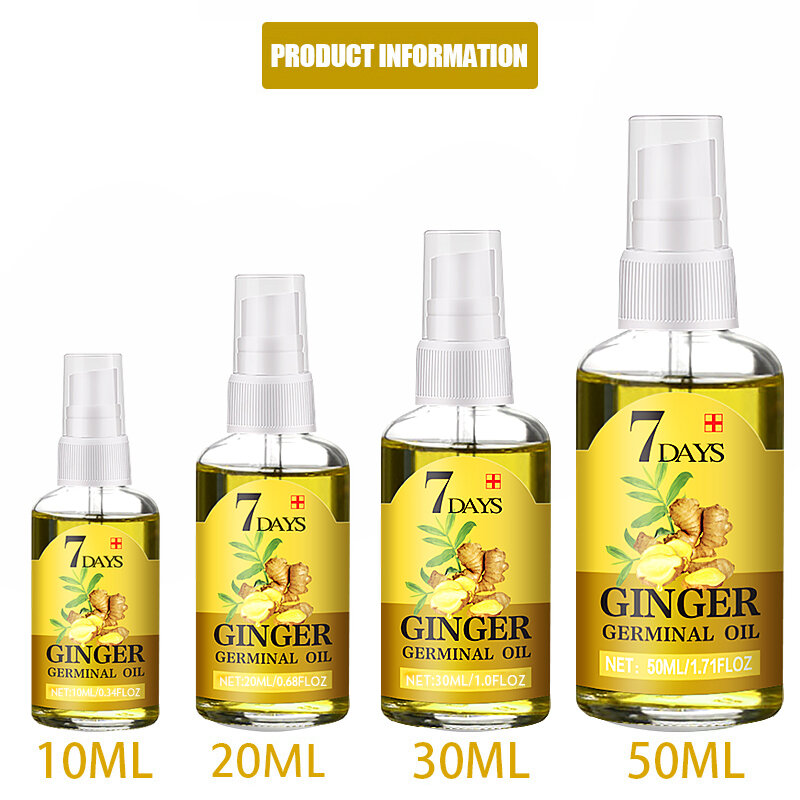 Aceite de jengibre para el crecimiento rápido del cabello para hombres y mujeres, tratamiento anticaída del cabello, suero para el cuero cabelludo, productos de belleza y salud