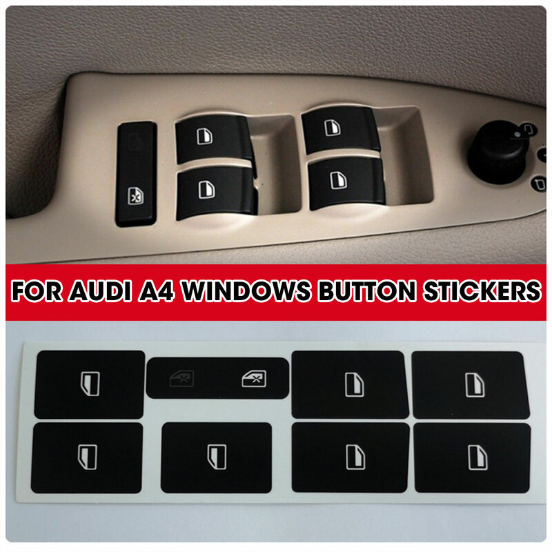 Cocok untuk Audi A4 Windows stiker Decals untuk perbaikan dipakai tombol tombol tombol Switch