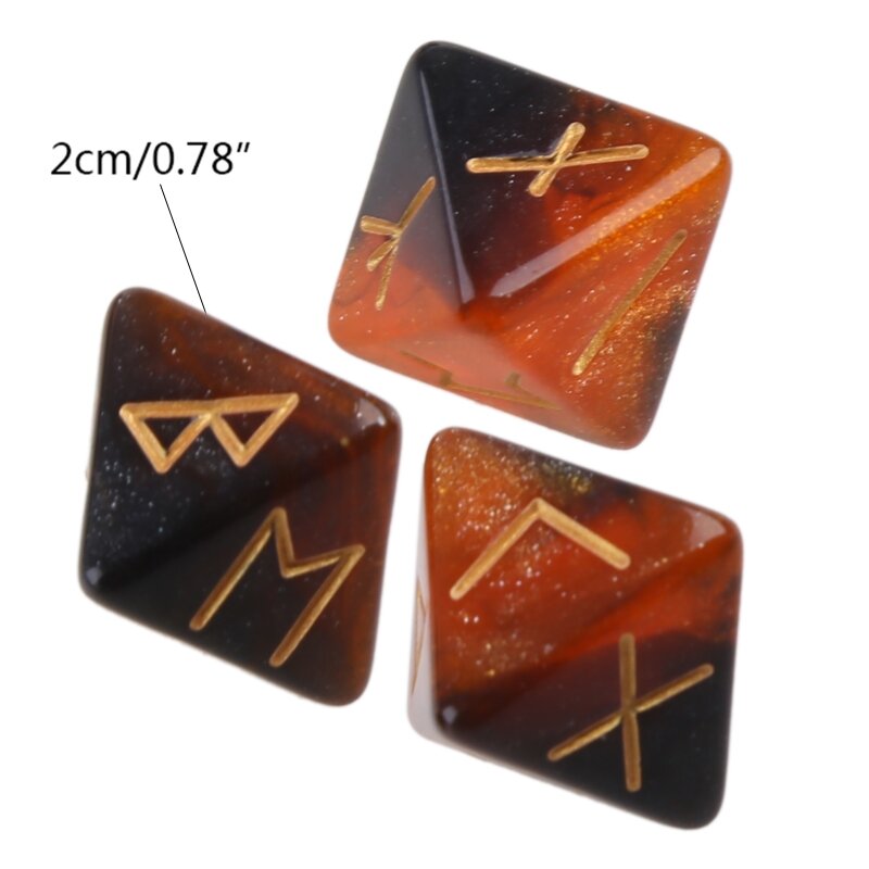3 Pcs 8-Sided Rune Dices Polyhedral Divination Table Board Roll Resin Dices