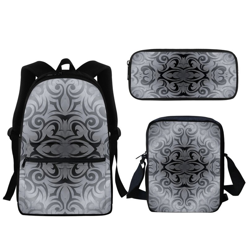 Mochilas escolares con estampado de tatuajes tribales para niños y niñas, mochila informal con cremallera de alta calidad, bolsa de viaje para computadora de moda