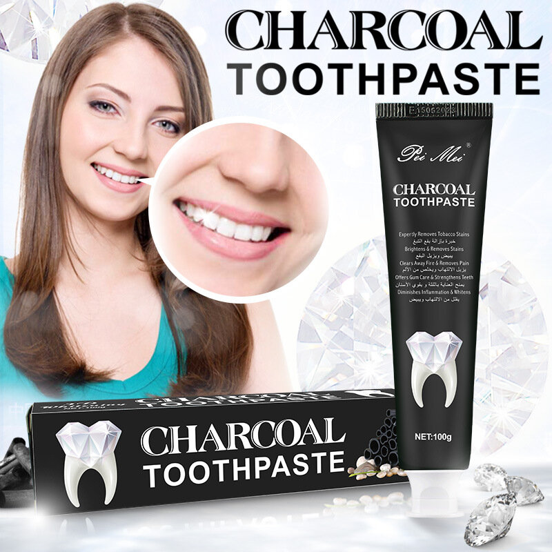 Charcoal Toothpaste Oral Cleaning Whitening Dental Care Remove Plaque Stains Tartar Teeth Color Corrector Fresh Breath 100g