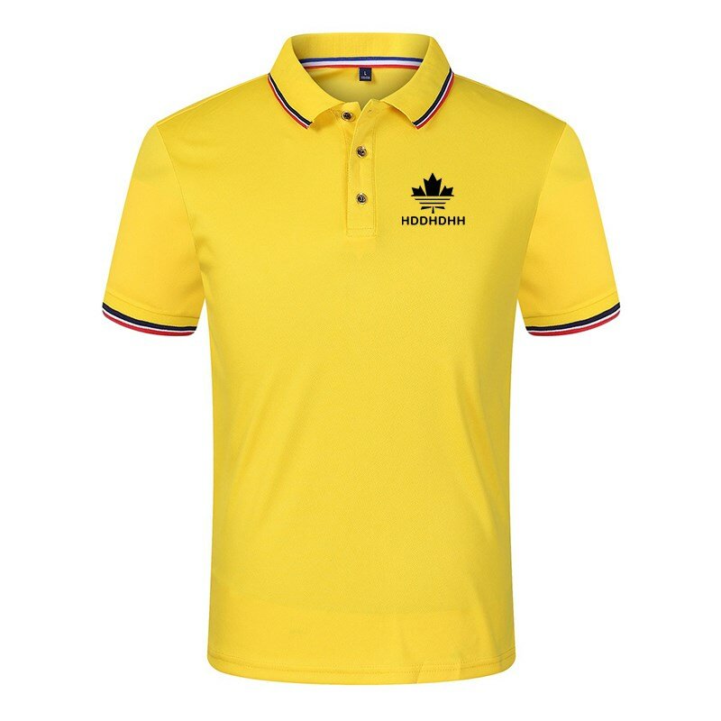 Letni nadruk marki hddhhh wysokiej jakości koszulka Polo męska z krótkim rękawem Slim, z klapą Top w jednolitym kolorze koszula biznesowa
