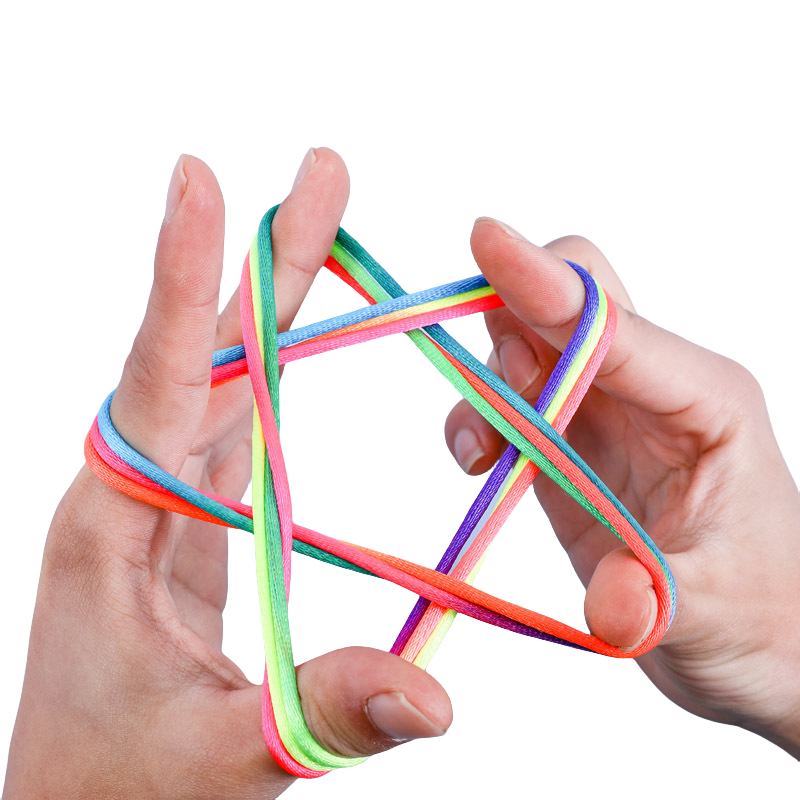 5 szt. Kolor tęczy nitka na palec lina nylonowa strunowy puzle rozwojowy gra edukacyjna dla dzieci