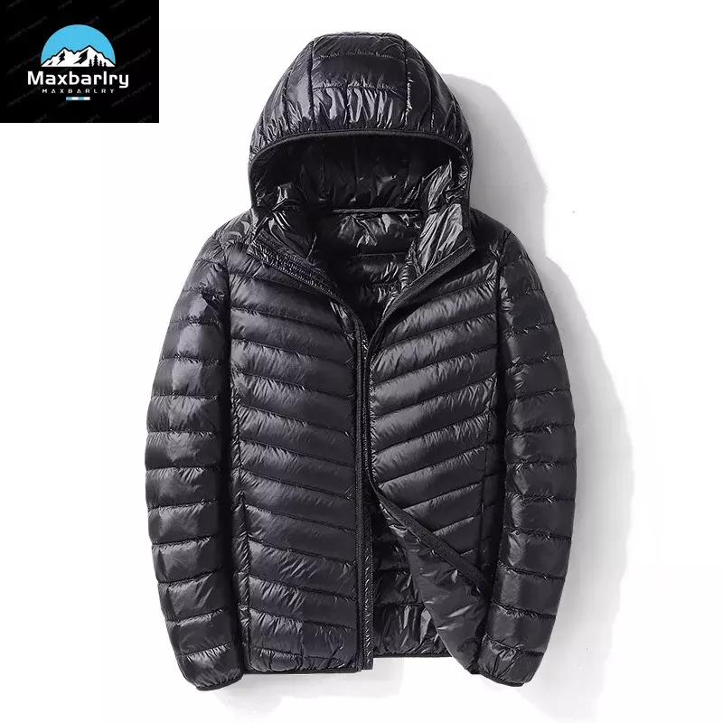 남성용 야외 방수 화이트 덕 다운 재킷, 경량 및 휴대용 남성 의류, 단색, 겨울