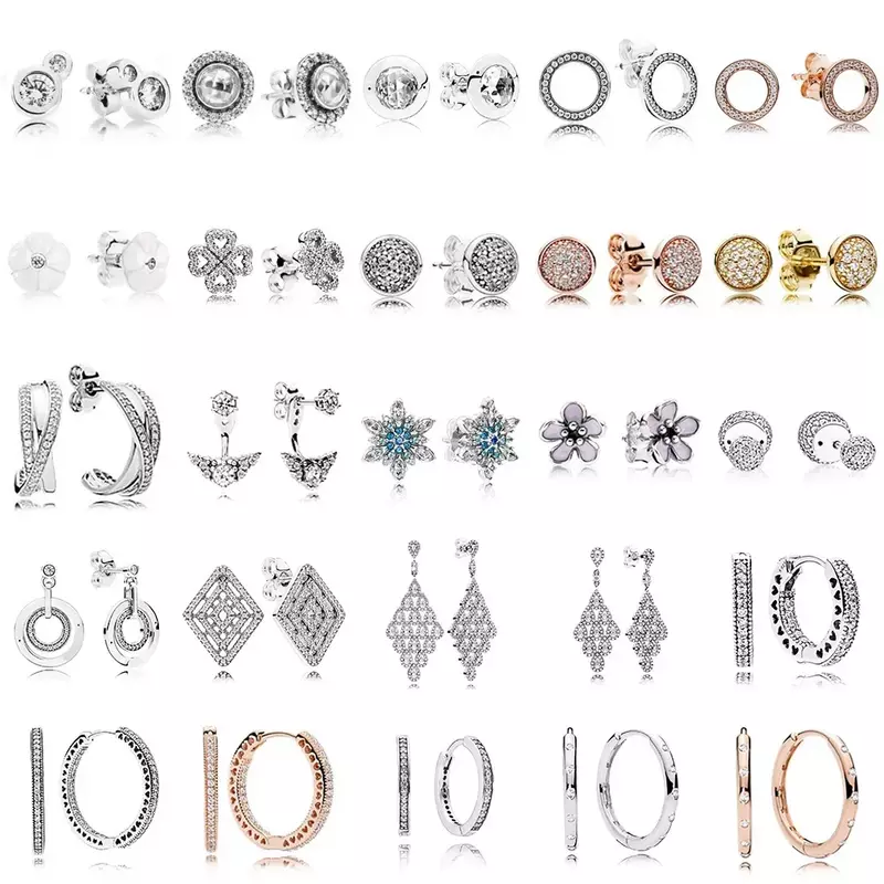 NEW 100% 925 Sterling Silver Earrings Flower Type Hollow Ear Studs Charm Beads Fit Bracelet DIY Dangler Wholesale Factory