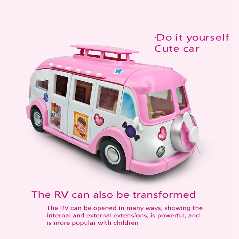 Camper Car Kids Picnic Ice Cream RV Set casa fai da te convertibile Picnic Car giocattoli per bambini adesivi per sedie giocattoli per abiti