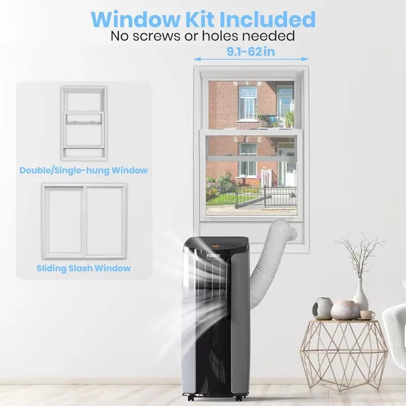 Portable Air Conditioner, Smart Wifi Control, AC Unit with Dehumidifier, Fan, Window Kit for Easy Installation, Up to 300 Sq.Ft