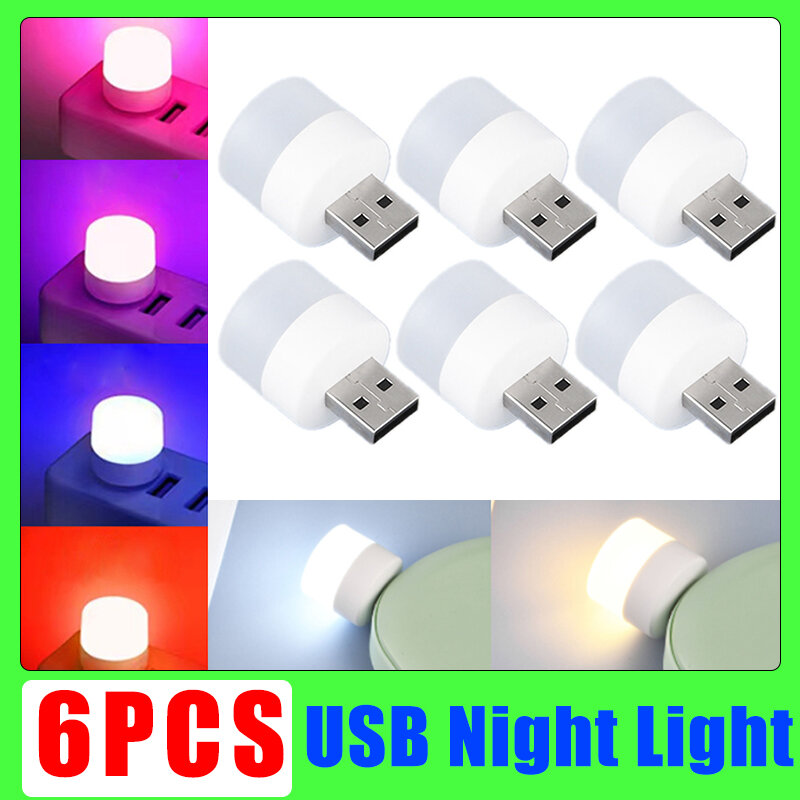 Luz LED nocturna USB para lectura de libros, luz blanca cálida con protección ocular, enchufe USB, lámpara de carga de energía móvil para ordenador, 1-7 piezas