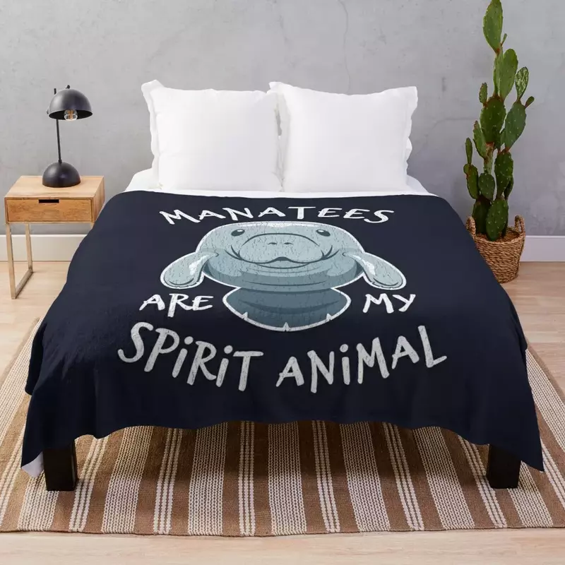 Manatees Are My Spirit Animal - Cute Manatee Throw Blanket Travel Fluffy Softs halloween Blankets