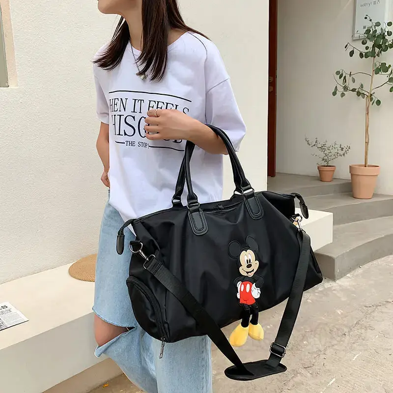 Disney-bolso de viaje de Mickey para mujer, bolsa de equipaje de viaje de gran capacidad, bolsa de viaje, bolsa de Fitness portátil de marca de lujo