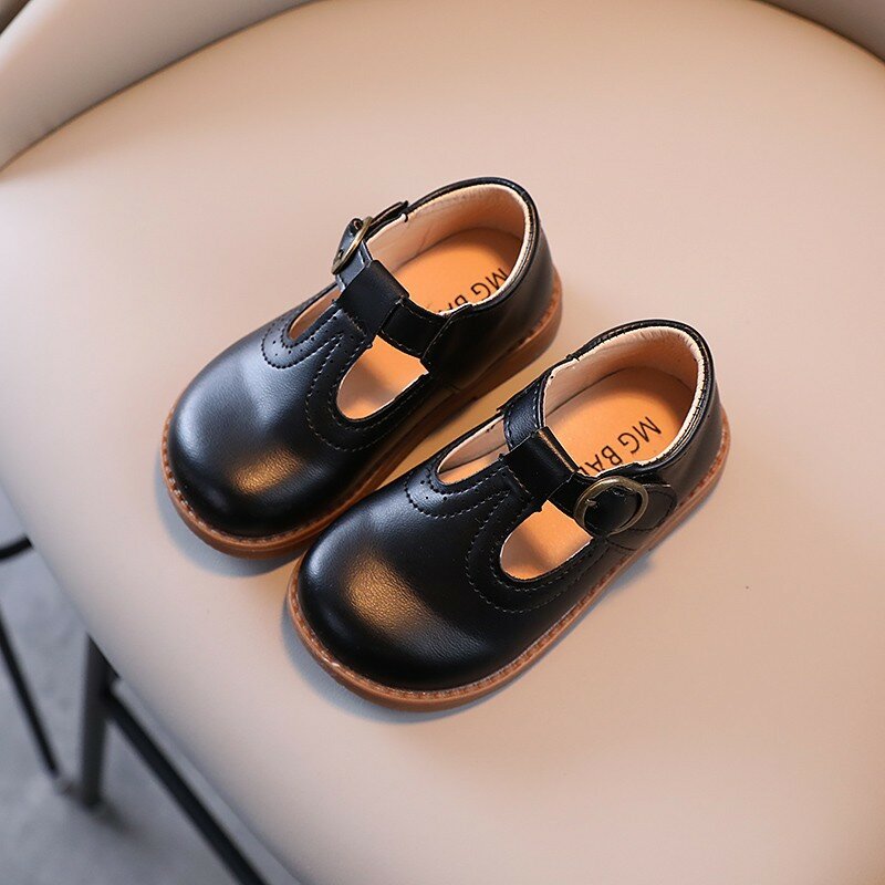 Детские Туфли Мэри Джейн в британском стиле с Т-образным ремешком, три цвета, винтажные кожаные туфли для маленьких девочек 21-30, универсальные школьные детские туфли на плоской подошве