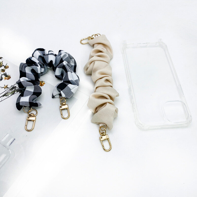 1Pc Vrouwen Mobiele Telefoon Anti-Val Anti-Verloren Elastische Geplooide Polsband Effen Kleur Mode Eenvoudige Geschenktas Accessoires Hanger
