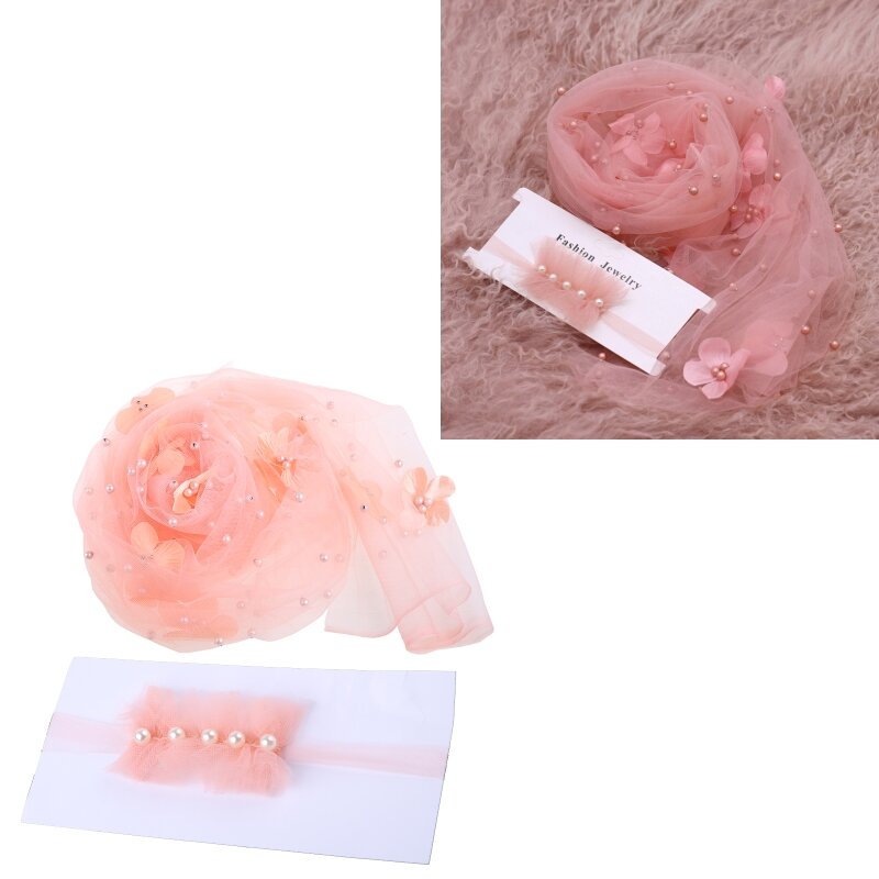 2 Stücke Neugeborenen Baby Fotografie Requisiten Wrap Perlen Blumendekoration DIY Foto Requisiten Decke mit