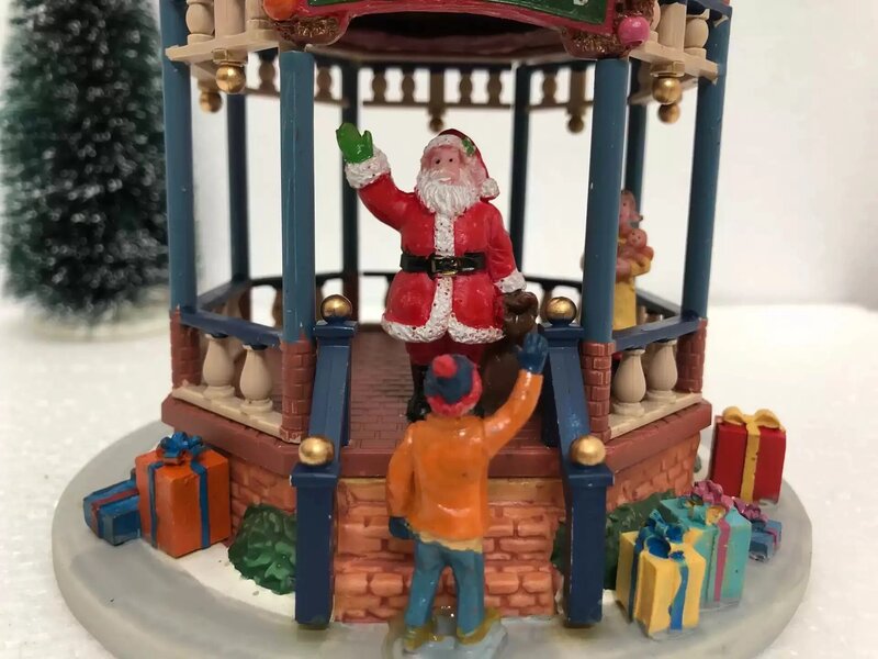 Merry Xmas Hand Painted Ceramic House Building Scene Figurine Christmas Gift Pavilion Figures Home Furnishing  Desk Decoration