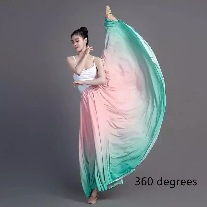 Falda degradada de Flamenco para mujer, prenda de baile clásico, actuación en escenario, práctica, 360-720 grados