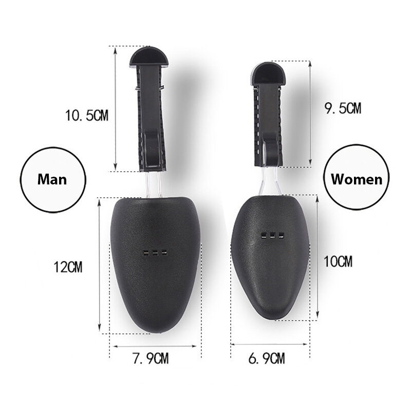 1Pair Black Plastic Shoe Tree Shaper Shapes Stretcher Adjustable For Women Men Unisex