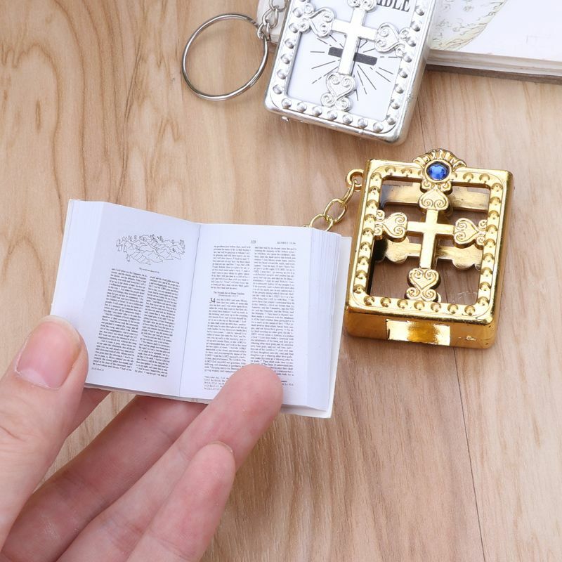 Y1UB – porte-clés jésus chrétien pour croix, Mini clé Bible anglaise