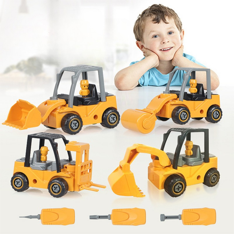 الأطفال شاحنة تحميل التفريغ البلاستيك DIY بها بنفسك شاحنة لعبة تجميع الهندسة سيارة مجموعة الاطفال ألعاب تعليمية لصبي الهدايا
