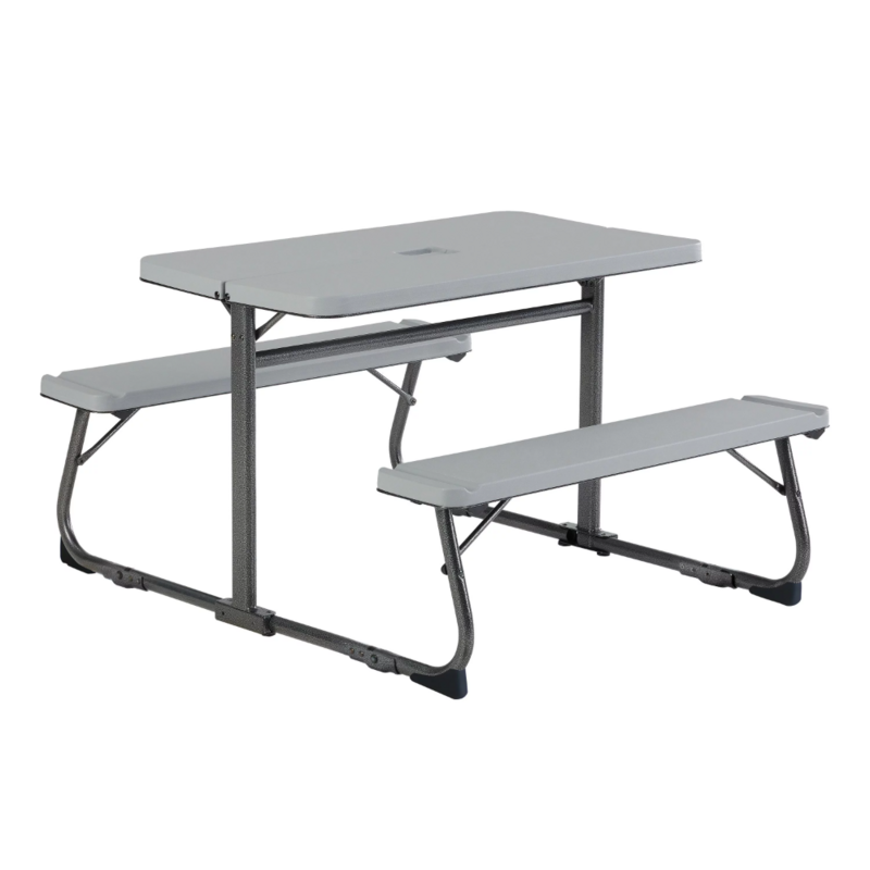 BOUSSAC Folding Kid's Activity Table With Gray Texture Surface, Steel And Plastic, 33.11" X 40.94" X 21.85"
