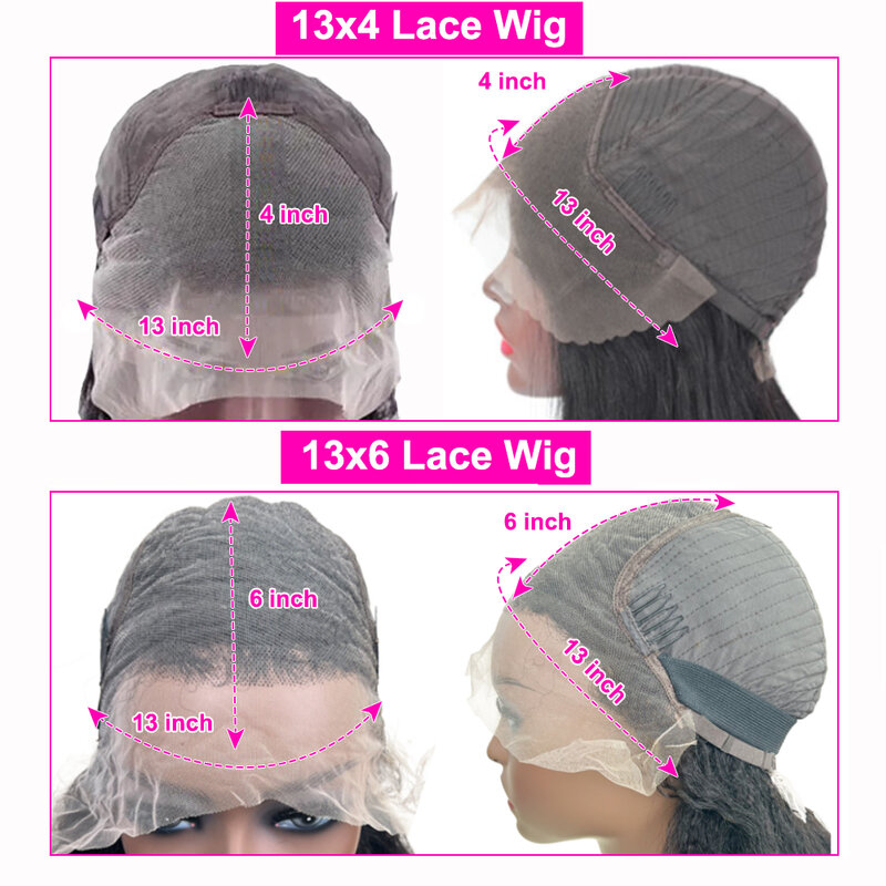 Straight HD Transparente Lace Front Wig para Mulheres, Cabelo Humano Brasileiro, 13x4 Lace Frontal Wig, Peruca Pré Arracadas, 30 ", 34", 13x6