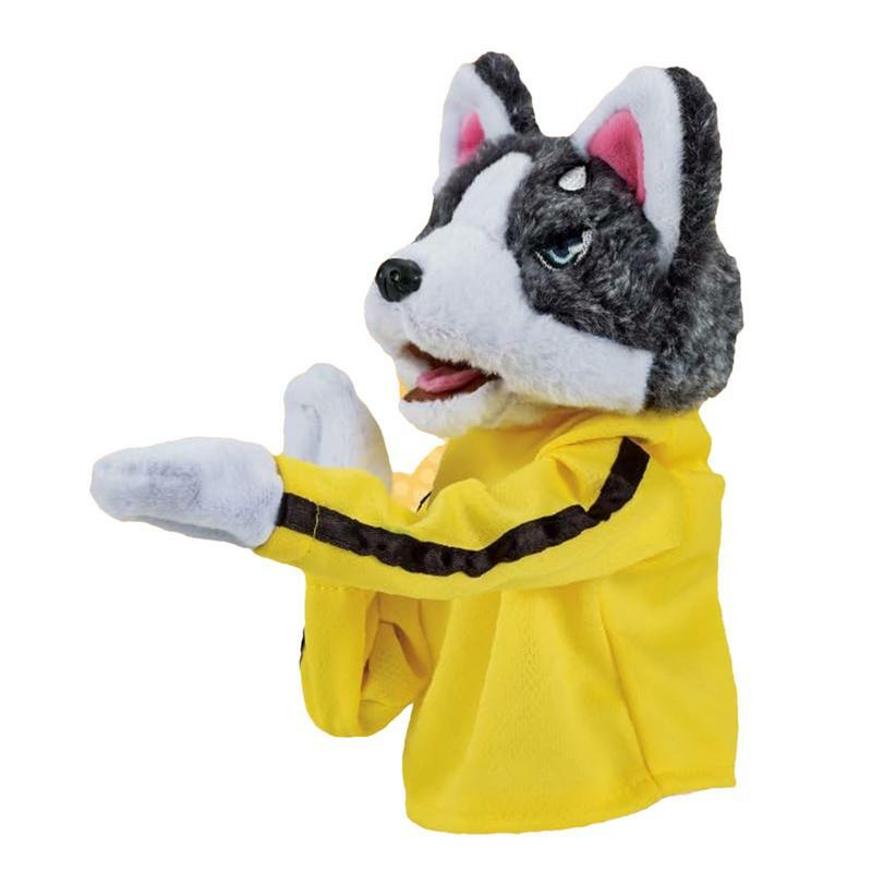 Marionnette à main interactive avec son et boxe, comparateur de jeu, marionnette de chien pour conte, fuchsia, animal de farce, beurre, boxeur, action