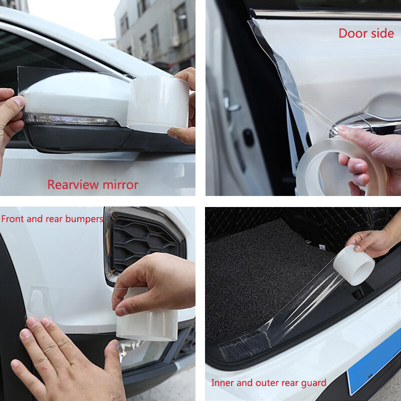 Наклейки для защиты дверей автомобиля, прозрачная нано-лента против царапин, Защитная пленка для порога багажника, Защитная пленка для края двери