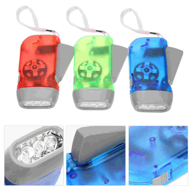 3 Pcs Mini Mini Flashlight Crank Mini Flashlights Camping Spring Pole for Dogs Hand Small Bulk Plastic Emergency