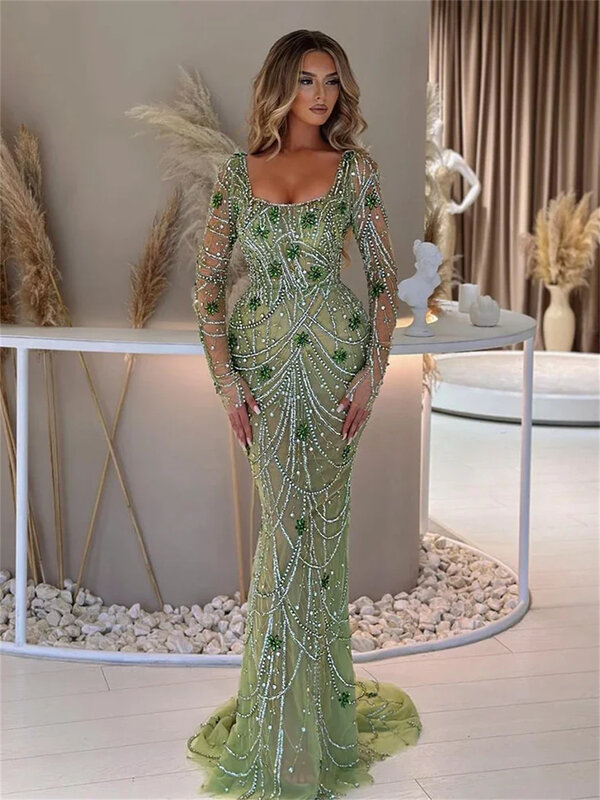 Женское вечернее платье до пола, очаровательное платье с открытыми плечами и бусинами, модель 2024, романтичное платье трапециевидной формы