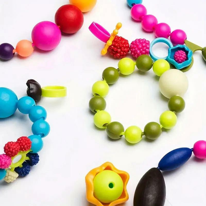 Snap pop grânulos para fazer jóias, grânulos populares para pulseiras, conjunto de brinquedos DIY criativo, quebra-cabeça frisado artesanal, multifuncional