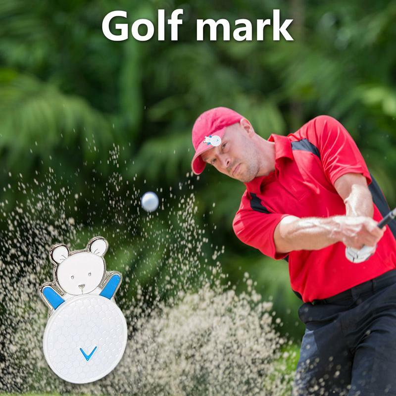 Эмалированные маркеры для мяча для гольфа с зажимом для шляпы, с рисунком медведя, маркеры для мяча для гольфа с зажимами для шляпы, магнитный маркер для мяча для гольфа, зажим для шляпы