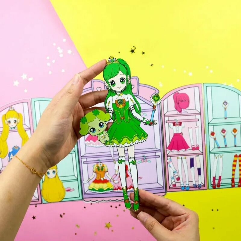 Tidak ada potongan kertas rumah boneka gadis bermain berulang kali DIY mainan DIY lucu buku putri buku pegangan Manual stiker kertas boneka buku sunyi