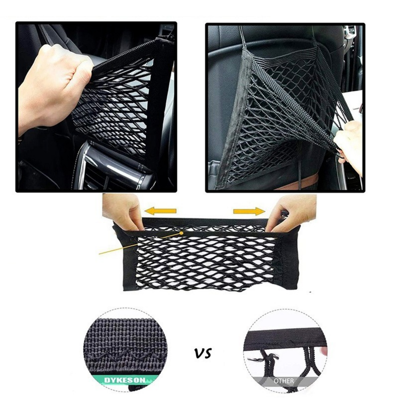 Car Storage Net Bag Between Seats Car Divider Pet Barrier Stretchable Elastic Mesh Bag Organizer Auto Accessories