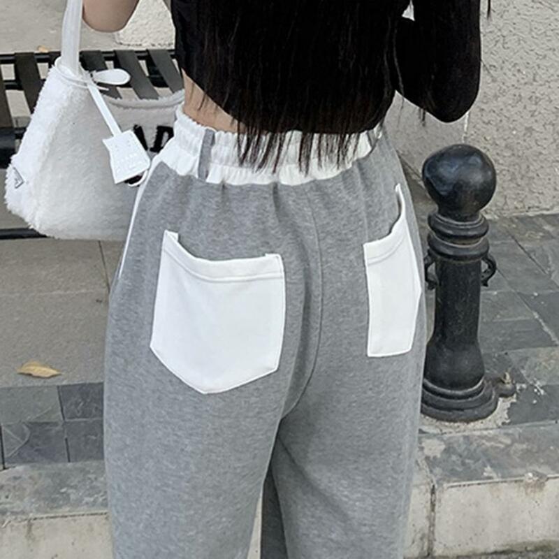 Women Sweatpants Pockets Drawstring Wide Leg Ankle-banded Loose Fall Spring Sports брюки женские