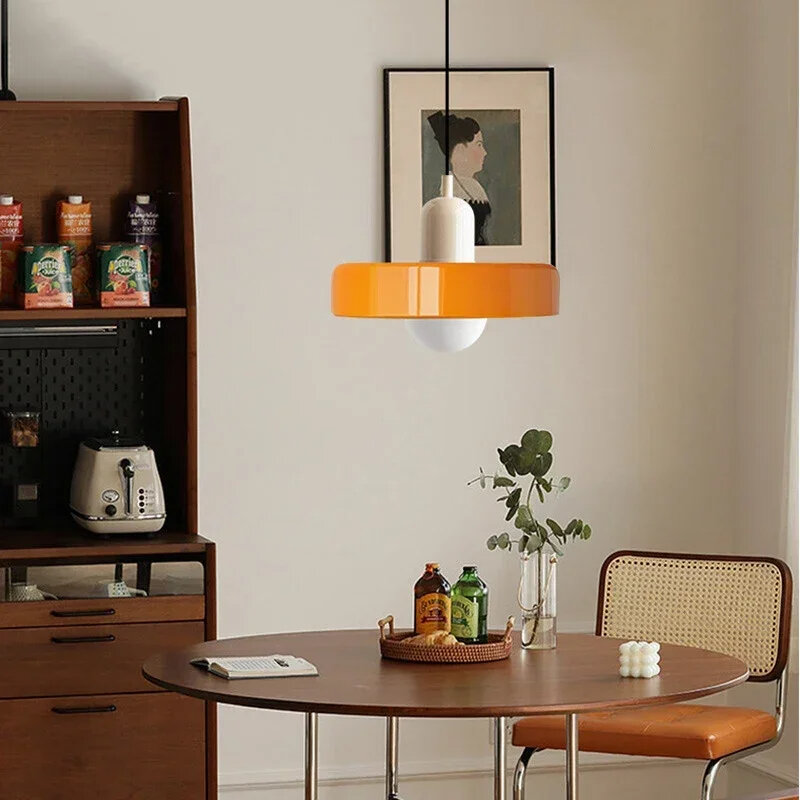 Nordic Led Glass Pendant Sugar Coloured Single Head Light Suitable for Living Room Bedroom Study Dining Room Bar Indoor Decorati