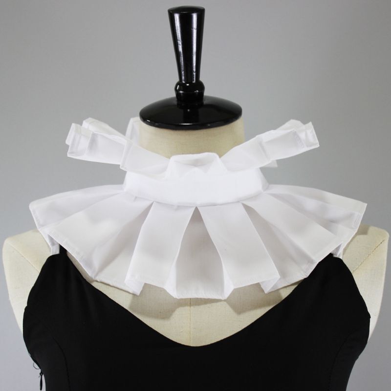 Damen Vintage Baumwolle Rüschen Fake Kragen Viktorianisch Weiß Halskrause Schal Halloween Cosplay Kostüm Requisiten
