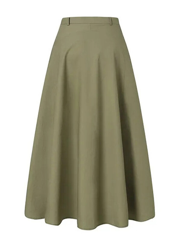 المرأة s عادية عالية الخصر الصلبة مضيئة تنورة طويلة خمر ميدي التنانير