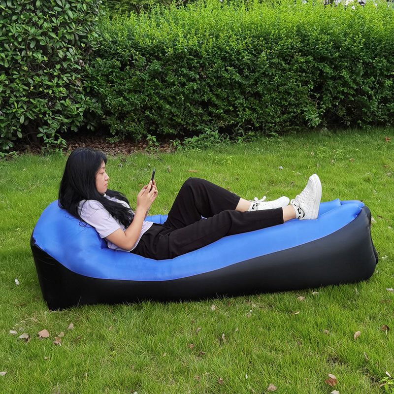 Outdoor Portable Inflatable Air Sofa Bed Quality Sleeping Bag Inflatable Air Bag Lazy bag Beach Sofa 240*70cm