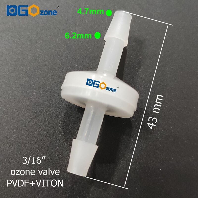 Válvula de retención de plástico para Spa, válvula unidireccional de cuerpo PVDF para ozono de 1/8 "3/16" 1/4"