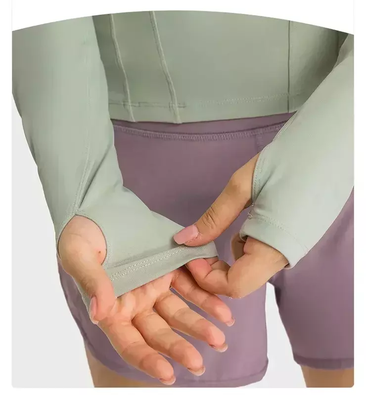 Lemon atasan lengan panjang wanita, kemeja Yoga olahraga kebugaran setengah ritsleting jaket blus kekuatan elastis