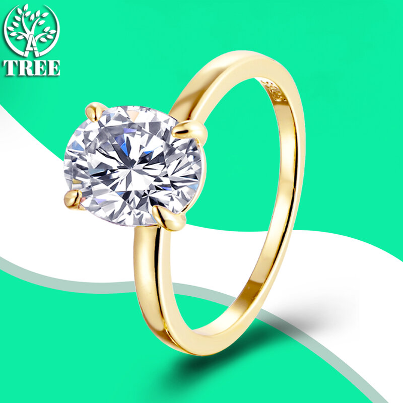 ALITREE-anillos de moissanita de Color D ovalados para mujer, anillo de oro de plata de ley s925, accesorios de banda de boda, regalo de joyería fina, 3ct