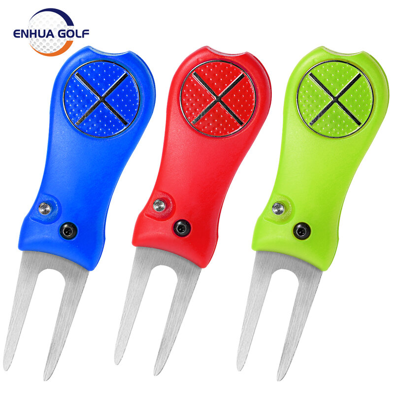 Faltbare Golf Divot Repair Tool Switchblade Pitch Nut Reiniger Golf Pitchfork Mit 7-11cm Golf Marker