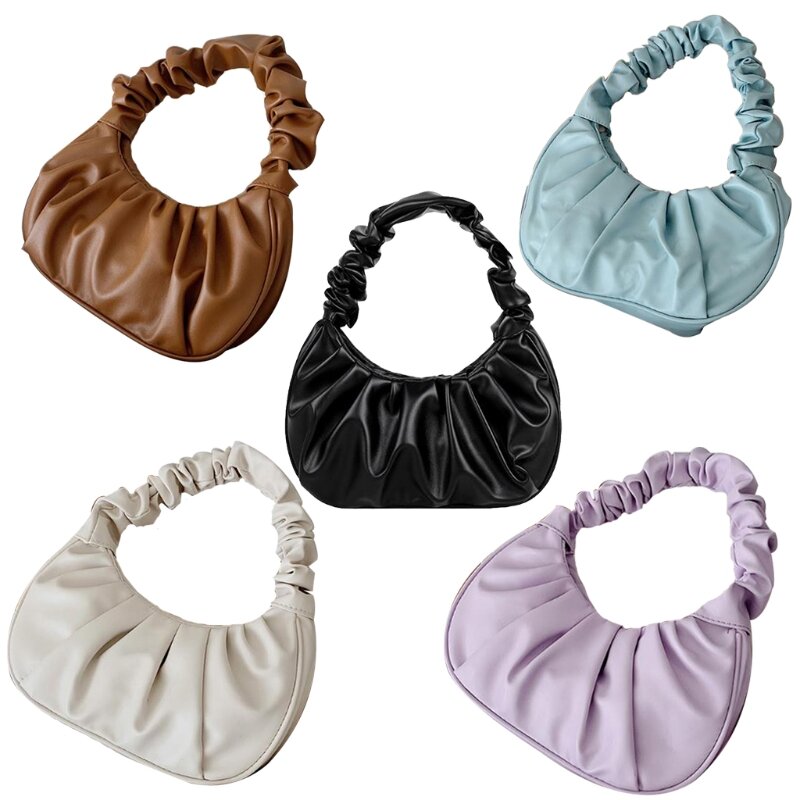 Летние плиссированные сумки, женская сумка под мышками, винтажный дизайн, женские маленькие сумки на плечо из искусственной
