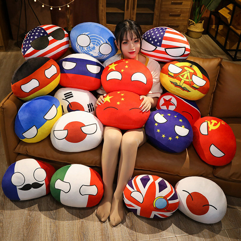 컨트리볼 봉제 인형 베개, 귀여운 폴랜드볼, 유럽 연합, 동독일, 캐나다, 이탈리아, 스위스, 어린이 방 장식, 30cm